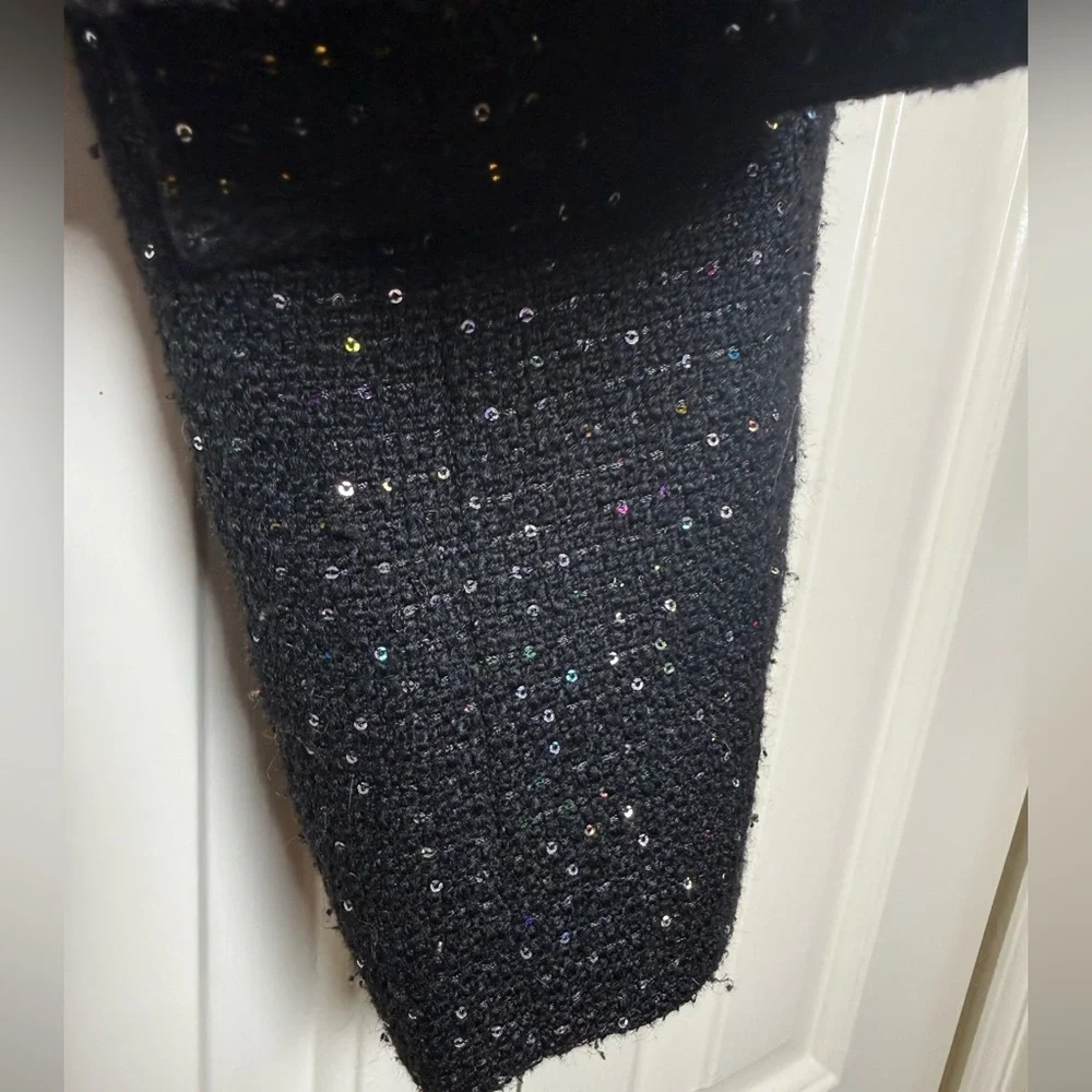 Nine West sequined tweed blazer‎ black with multicolor sequins